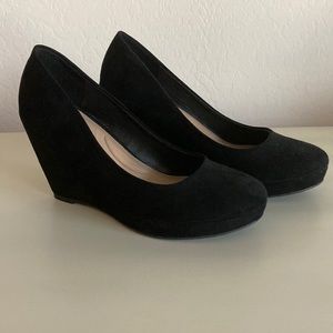 Womens Apt. 9 Black Wedge Heels Shoes Sz 6 1/2